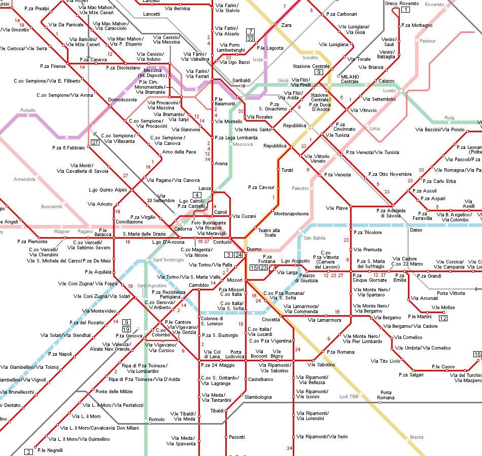 ถรางแผนที่มิลาน