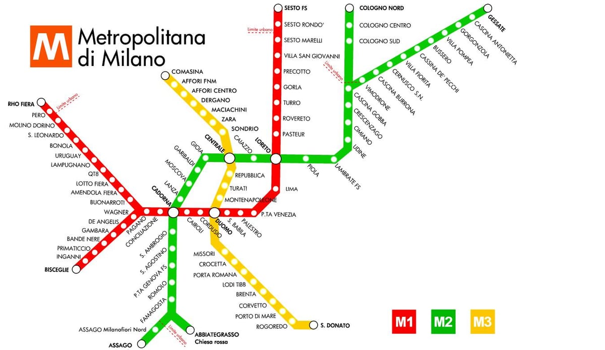 รถไฟใต้ดินแผนที่ milano