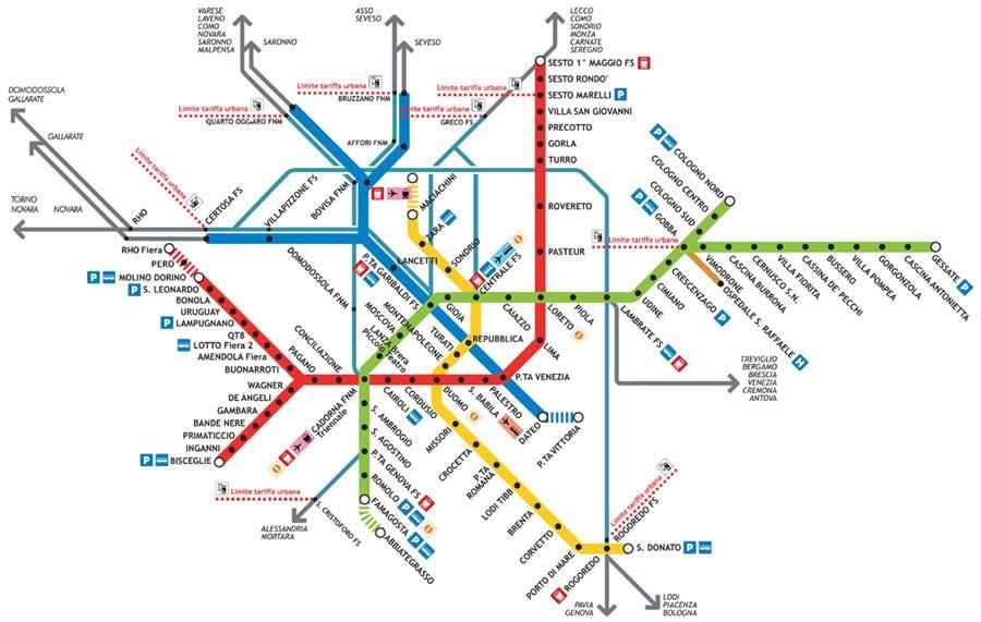 milano นแผนที่สอดท่อ