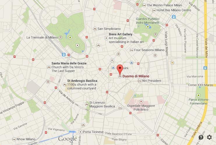 แผนที่ของมิลาน cathedral