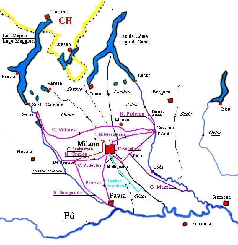 แผนที่ของมิลาน navigli เขต