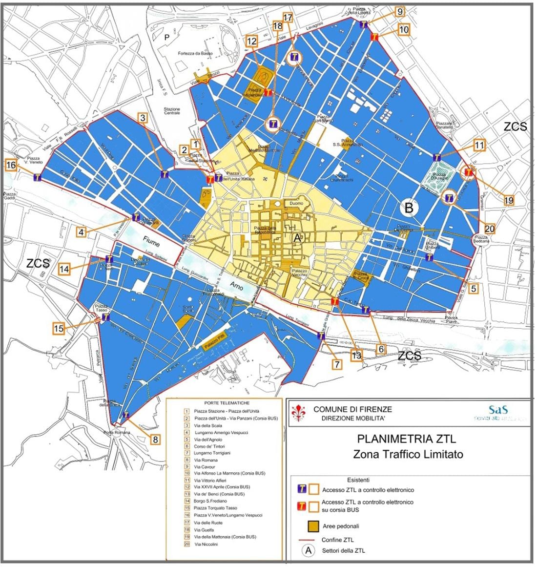 แผนที่ของมิลาน ztl เขต