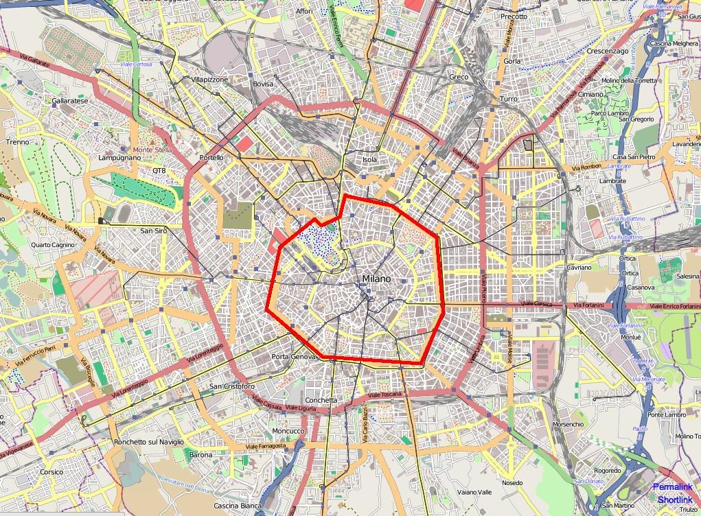 มิลานพื้นที่ซีนแผนที่