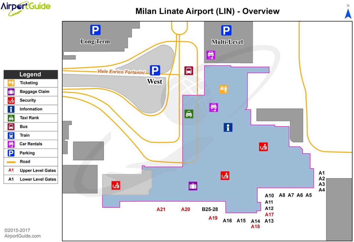 มิลาน linate แผนที่