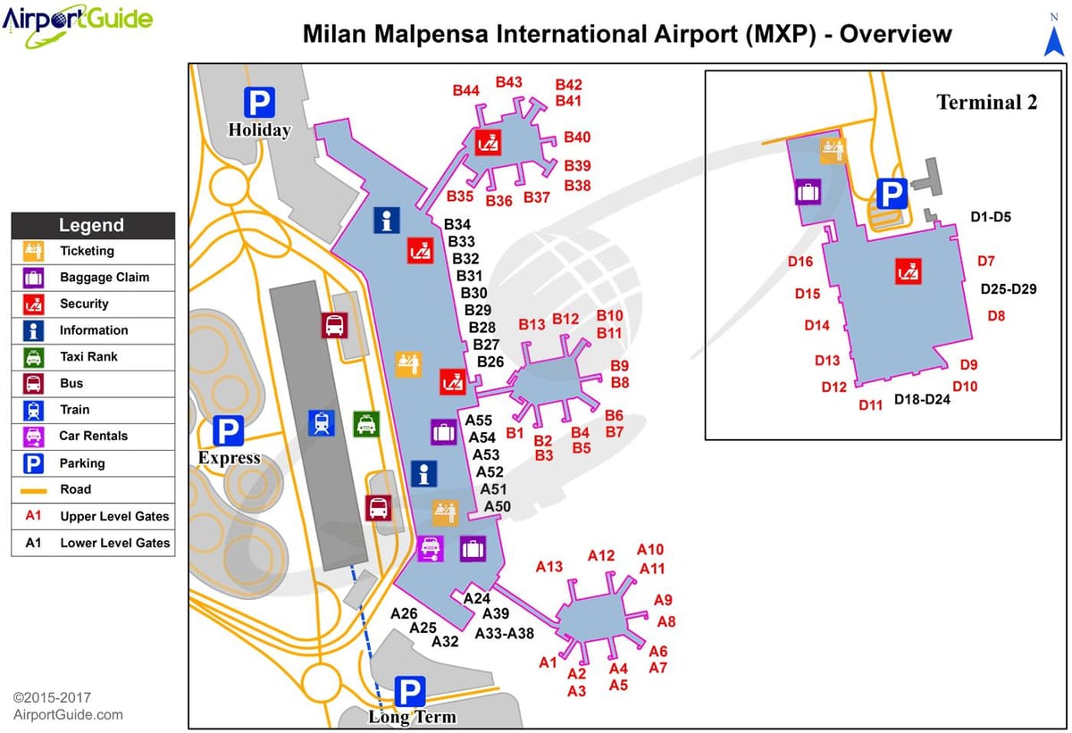แผนที่ของ malpensa เทอร์มินัล 1
