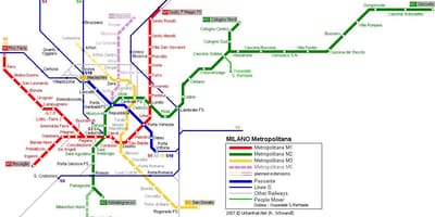 มิลานรถไฟใต้ดินแผนที่ 2016