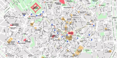 แผนที่ของเซ็นทรัลมิลานอิตาลี