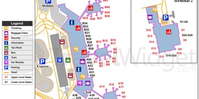 แผนที่มิลานของสนามบินและประจำสถานีรถไฟ